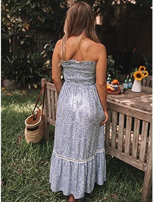 just quella Maxi Dresses for Women Summer Strapless Boho Dress