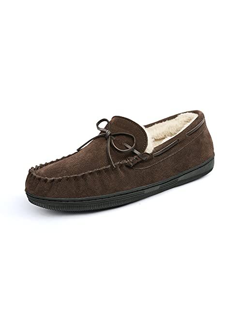 DREAM PAIRS Men's Moccasin Slippers Fuzzy Plush House Shoes Indoor Outdoor Fleece Lining Loafers