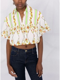 graphic floral-print cropped shirt