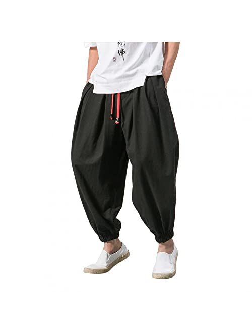 Gillberry Men's Harem Pants - Tapered Running Pant Loose Fit Pants Yoga Lounge Pants Lightweight Wide Leg for Men