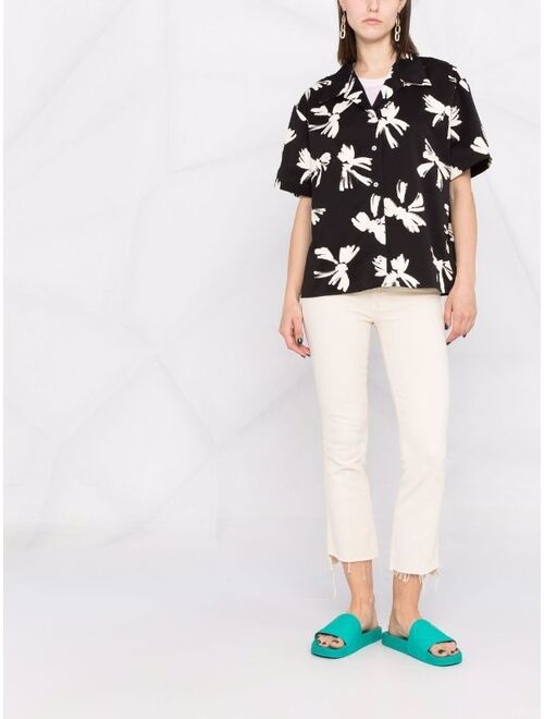 MSGM bow-print bowling short-sleeve shirt