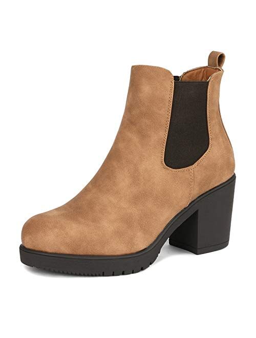 DREAM PAIRS Women's FRE High Heel Chelsea Style Ankle Boots