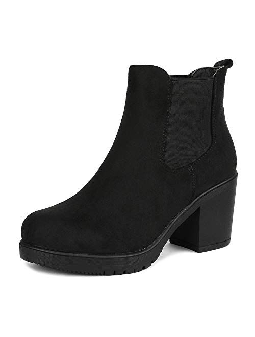 DREAM PAIRS Women's FRE High Heel Chelsea Style Ankle Boots