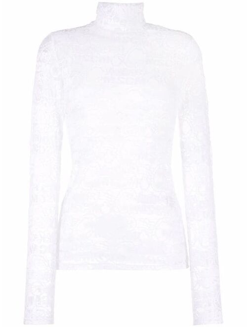 MSGM logo mesh roll-neck top