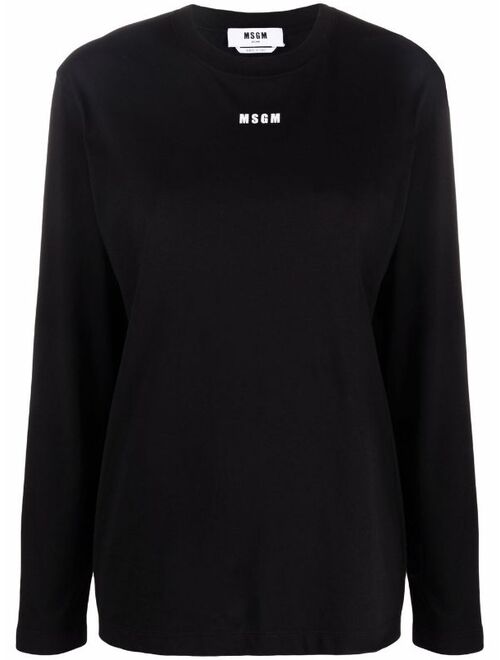 MSGM logo-print long-sleeve T-shirt