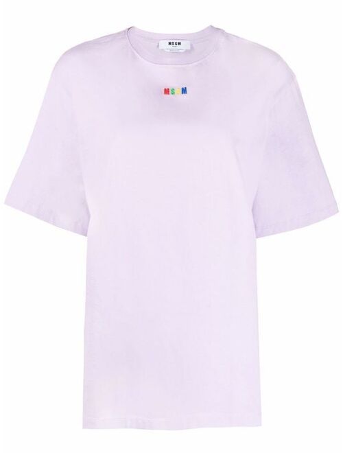 MSGM multicolour micro logo-print T-shirt