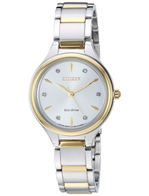 Citizen Eco-Drive Corso Quartz Womens Watch, Stainless Steel, Diamond, Two-Tone (Model: FE2104-50A)