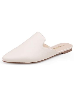 Women's Flat Mules Pointed Toe Backless Loafer Shoes