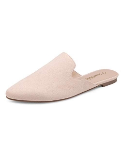 Women's Flat Mules Pointed Toe Backless Loafer Shoes