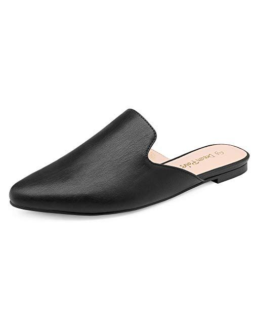 DREAM PAIRS Women's Flat Mules Pointed Toe Backless Loafer Shoes