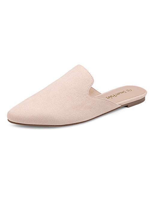 DREAM PAIRS Women's Flat Mules Pointed Toe Backless Loafer Shoes