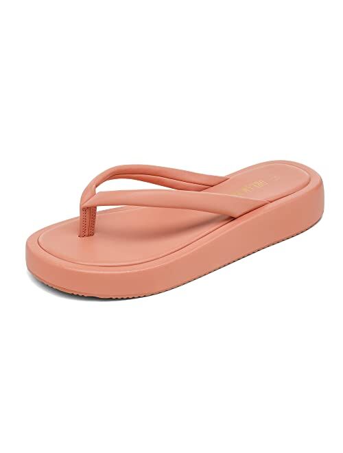 DREAM PAIRS Slippers Platform Thong Sandals Comfortable Beach Casual Indoor Outdoor Walking Summer Shoes