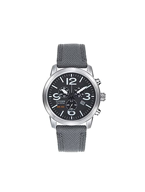 Citizen Eco-Drive Chandler Chronograph Mens Watch, Stainless Steel with Nylon strap, Weekender, Black (Model: AT2100-09E)