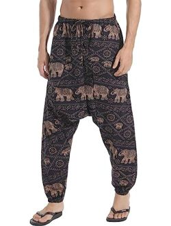 CLANMILUMS Men Women Baggy Hippie Boho Gypsy Yoga Aladdin Harem Pants