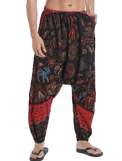 CLANMILUMS Men Women Baggy Hippie Boho Gypsy Yoga Aladdin Harem Pants