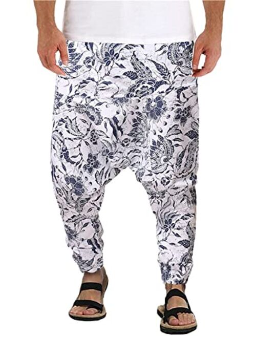 CLANMILUMS Men Women Baggy Hippie Boho Gypsy Yoga Aladdin Harem Pants