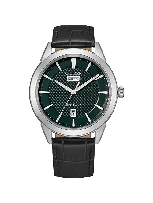 CITIZEN Eco-Drive Men's Corso Black Leather Strap Watch 40mm