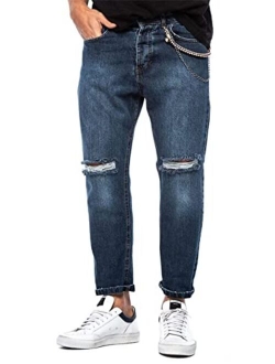 Sidefeel Men’s Ripped Skinny Jeans Slim Fit Stretch Denim Pants