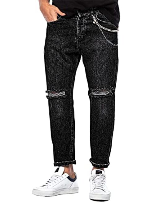 Sidefeel Men’s Ripped Skinny Jeans Slim Fit Stretch Denim Pants