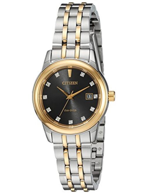 Citizen Eco-Drive Corso Quartz Womens Watch, Stainless Steel, Diamond, Two-Tone (Model: EW2394-59E)