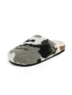 Women's House Slippers Fuzzy Indoor Outdoor Furry Cork Faux Sherpa Slippers