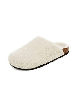 Women's House Slippers Fuzzy Indoor Outdoor Furry Cork Faux Sherpa Slippers