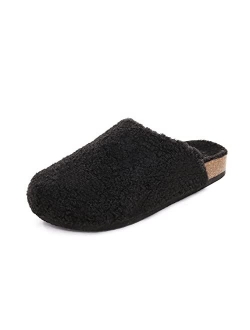 Women's House Slippers Fuzzy Indoor Outdoor Furry Cork Faux Sherpa Slippers