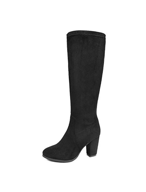 DREAM PAIRS Women's Chunky Heel Knee High and Up Boots