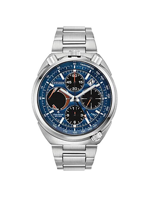 Citizen Men's Promaster Tsuno Chronograph Racer Eco-Drive Dress Watch with Stainless Steel Strap, Silver, 19 (Model: AV0070-57L)