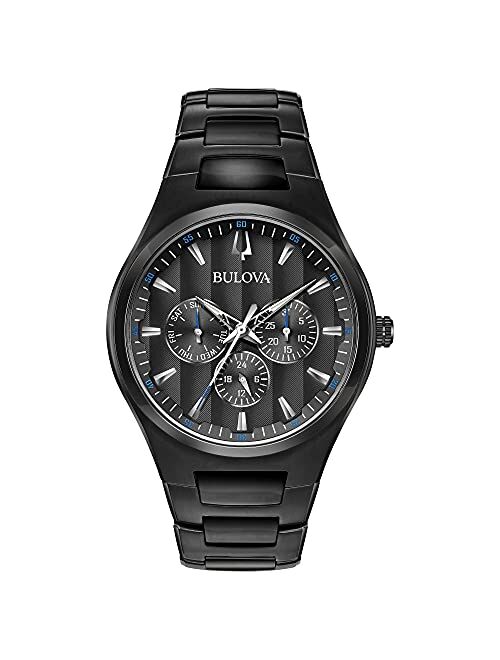 Bulova Men's Classic Quartz Dress Watch with Stainless Steel Strap, Black, 25 (Model: 98C129)