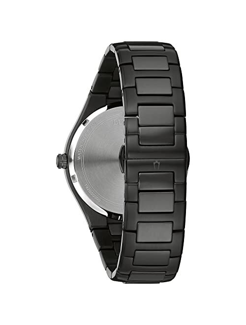 Bulova Men's Classic Quartz Dress Watch with Stainless Steel Strap, Black, 25 (Model: 98C129)