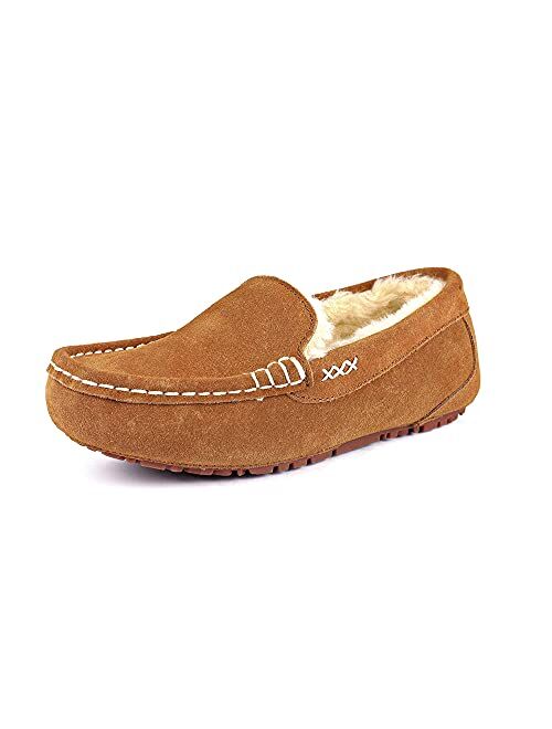 DREAM PAIRS Women's Fuzzy House Slippers Cozy Faux Fur Micro Suede Moccasins Slip on Loafer Shoes for Indoor and Outdoor