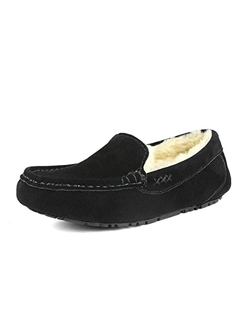 DREAM PAIRS Women's Fuzzy House Slippers Cozy Faux Fur Micro Suede Moccasins Slip on Loafer Shoes for Indoor and Outdoor