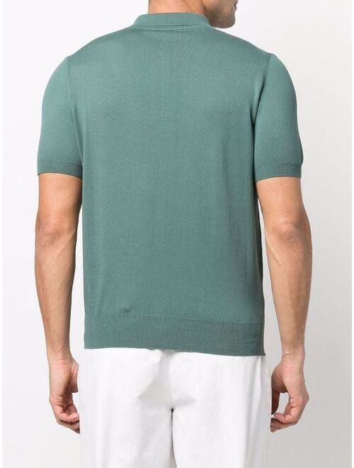 Canali fine-knit zipped polo-shirt