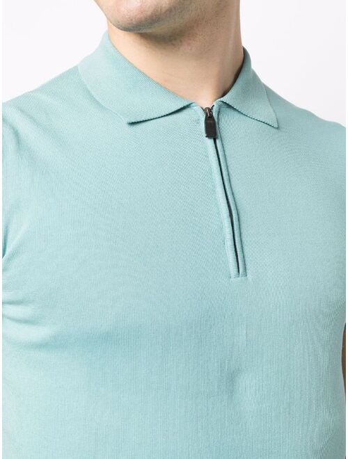 Canali zippered cotton polo shirt