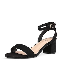 Women's Open Toe Ankle Strap Low Block Chunky Heels Sandals Party Dress Pumps Shoes