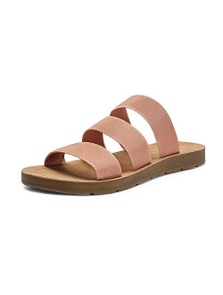 Women's Flat Slide Sandals Open Toe Slip on Sandals for Summer