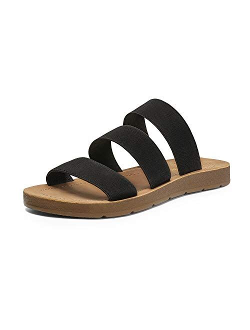 DREAM PAIRS Women's Flat Slide Sandals Open Toe Slip on Sandals for Summer