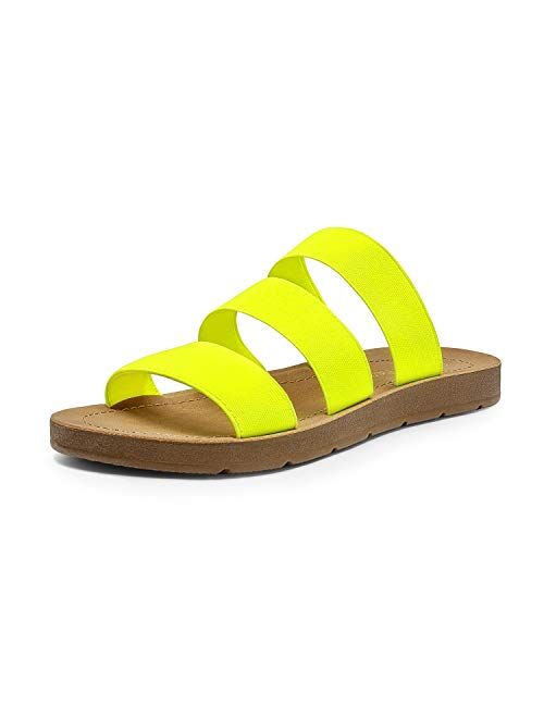 DREAM PAIRS Women's Flat Slide Sandals Open Toe Slip on Sandals for Summer