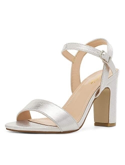 Women's Open Toe Ankle Strap High Chunky Heel Sandals