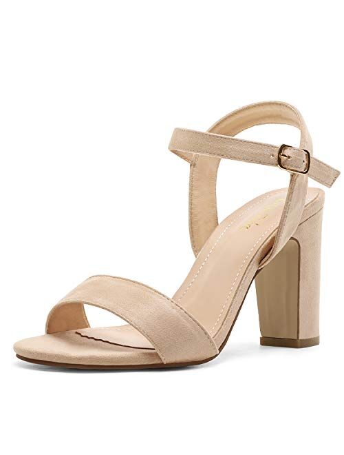 DREAM PAIRS Women's Open Toe Ankle Strap High Chunky Heel Sandals