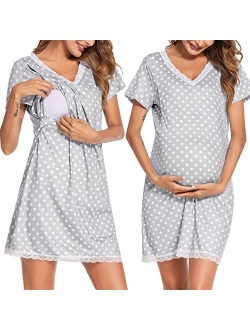 3 in 1 Delivery/Labor/Nursing Nightgown Soft Maternity Hospital Dress