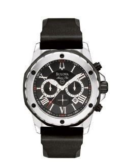 Marine Star 100m Chronograph Men's Stainless Steel with Black Silicone Strap, Two-Tone (Model: 98B127)