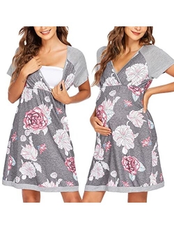 3 in 1 Delivery/Labor/Nursing Nightgown Women's Maternity Hospital Gown/Sleepwear for Breastfeeding Sleep Dress