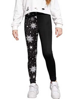 Girl's Geo Print Mesh High Waist Leggings Tights Skinny Yoga Pants Runing Jogger Pants