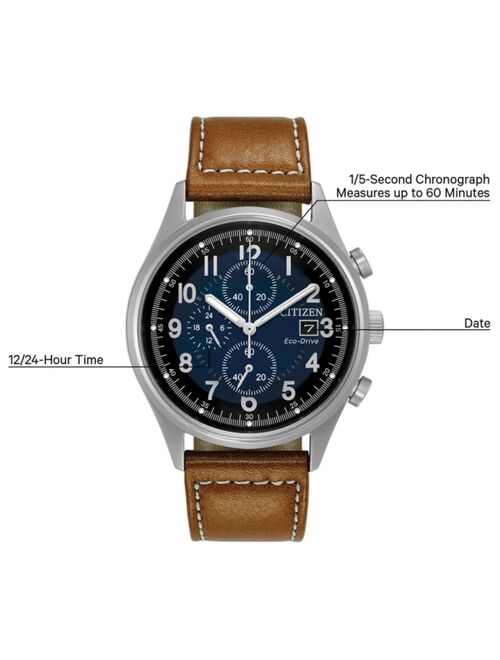 Citizen Men's Eco-Drive Chronograph Brown Leather Strap Watch 42mm CA0621-05L