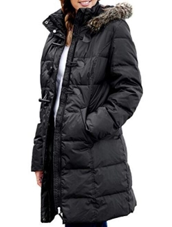 Sidefeel Women Faux Fur Collar Zip Up Front Coat Quilted Jacket Outwear Cardigan