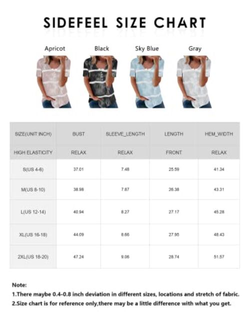 Sidefeel Women Short Sleeve V Neck Button Detail T Shirt Casual Basic Tunic Tops