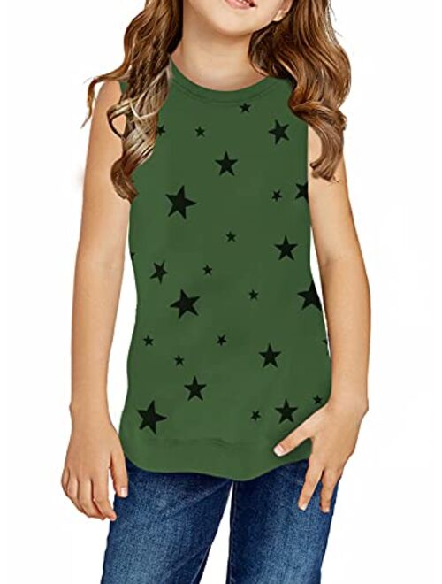 Sidefeel Girls Cute Camouflage Print Sleeveless T-Shirt Ballet Dance Suit Ruffled Sleeves Round Neck Tank Top