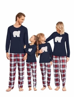 Matching Family Christmas Pajama Set Holiday Sleepwear PJs Lounge Sets Long Sleeve Pullover and Printed Pants S-XXL